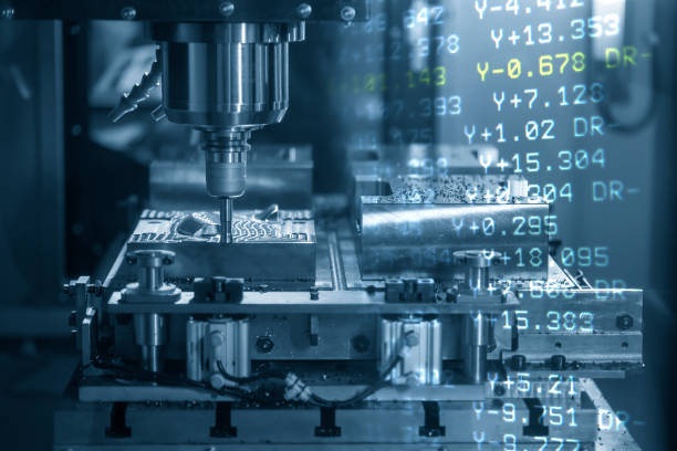 istock The abstract scene of the CNC machining center and the G-code data background. 1168610150