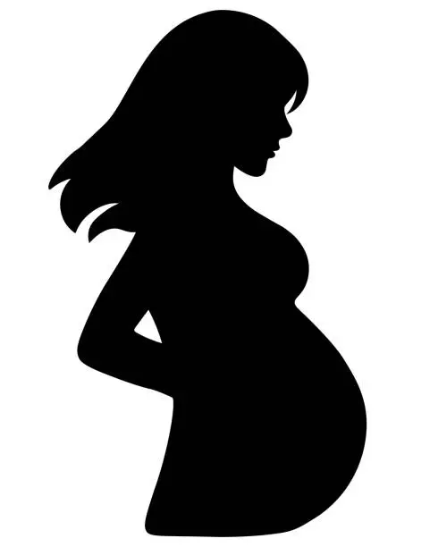 Vector illustration of pregnant girl expecting a baby