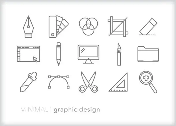 Vector illustration of Graphic design line icon set