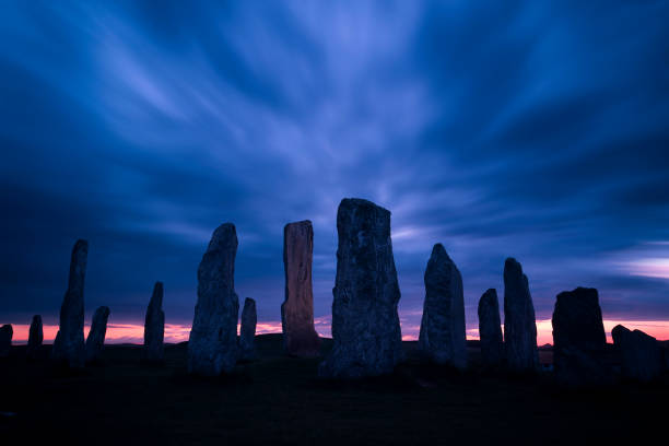 sunset at Calanais Standing Stones
