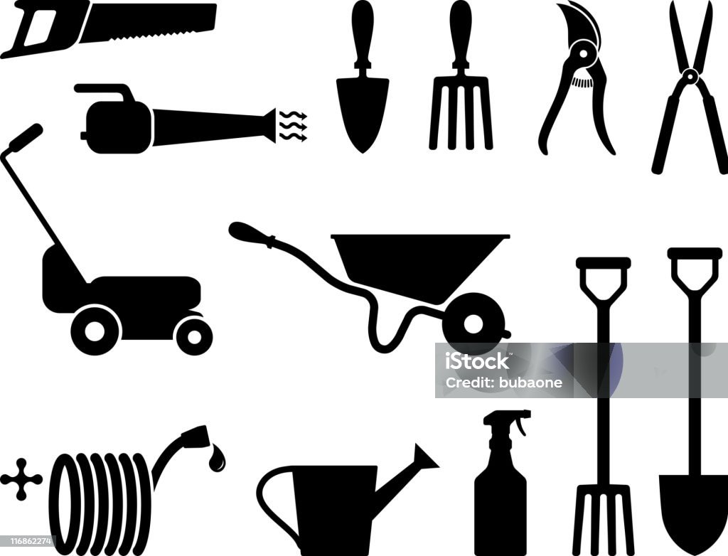 Gardening tools black and white  Mowing stock vector