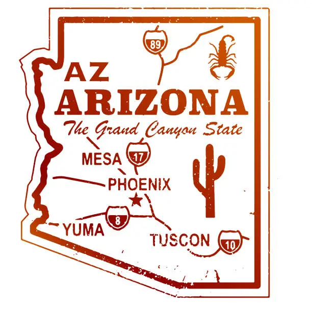 Vector illustration of Retro Arizona Travel Graphic