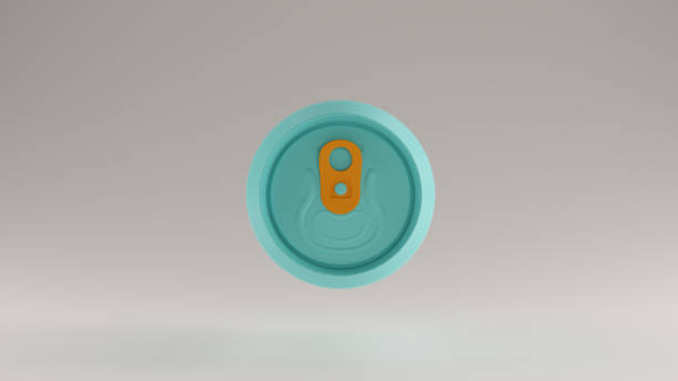 Gulf Blue Turquoise and Orange Drinks Can Beverage Soft Drinks Top View 3d illustration 3d render