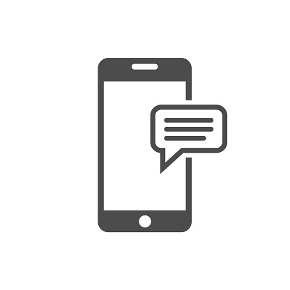 Message icon template. Phone with chat message icon
