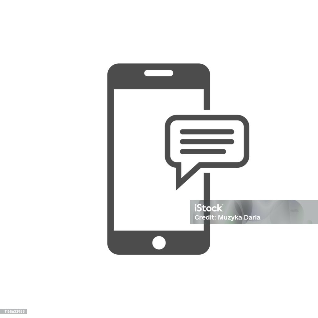 Phone with message icon Message icon template. Phone with chat message icon Icon Symbol stock vector
