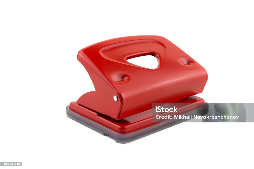 Red Office Paper Hole Puncher Isolated On White Background Stock Photo -  Download Image Now - iStock