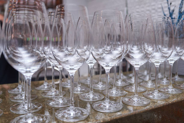 istock Lots of empty wine glasses 1168641173