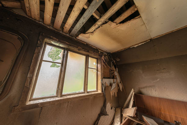 istock A room in a wooden house after lightning strike and subsequent fire. 1168646446