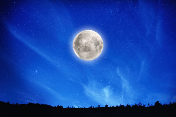 istock Full moon on night sky with stars 1168648412