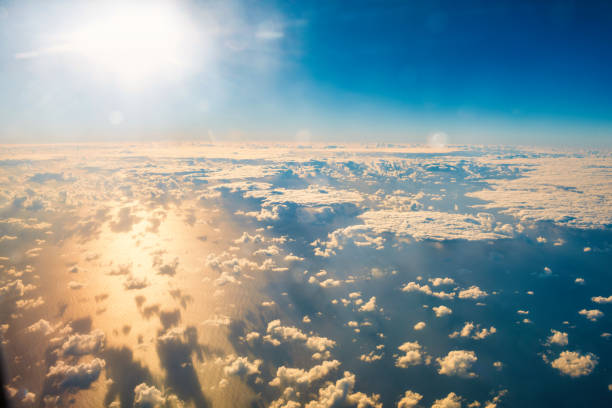 istock Beautiful airview with blue sky, white clouds and sunrays 1168648557