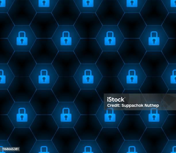 Lock Hexagon Seamless Pattern Security Wallpaper Digital Data Concept ...