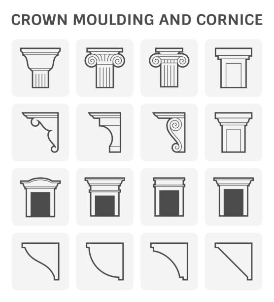kronenformgesims - molding crown domestic room indoors stock-grafiken, -clipart, -cartoons und -symbole