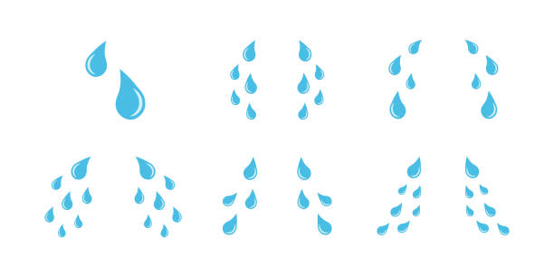 cartoon schrei tränen symbol gesetzt. tränentropfen-symbole - drop water cartoon raindrop stock-grafiken, -clipart, -cartoons und -symbole