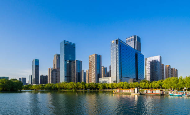overlooking park and building in city