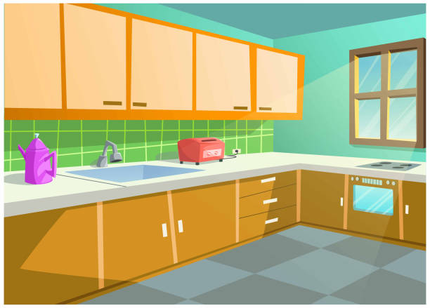 istock Bright color vector image of the kitchen in the house. 1168675729