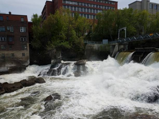 istock waterfall and rapids in river in Sherbrooke, Canada 1168678091