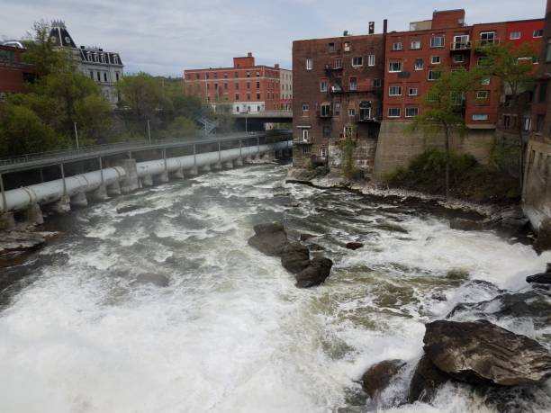 istock waterfall and rapids in river in Sherbrooke, Canada 1168678094