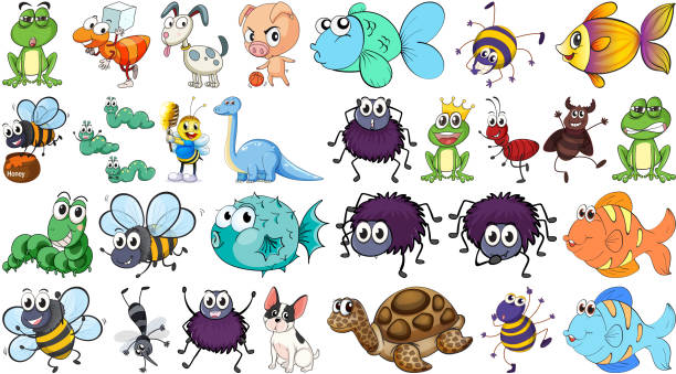 異なる動物のセット - turtle backgrounds humor vector点のイラスト素材／クリップアート素材／マンガ素材／アイコン素材