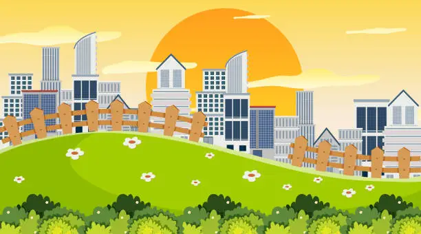 Vector illustration of City in park scene