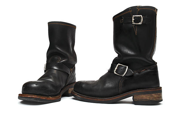 istock Men's shiny black motorbike boots 116868741