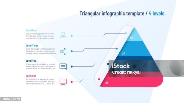 Triangular Pyramid Infograph Vector Infographic Template In The Shape Of Triangle Pyramid Divided By ...