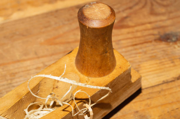 istock Carpentry plane. jointer close up. woodworking and crafting tools. hand tools. working instrument 1168707920