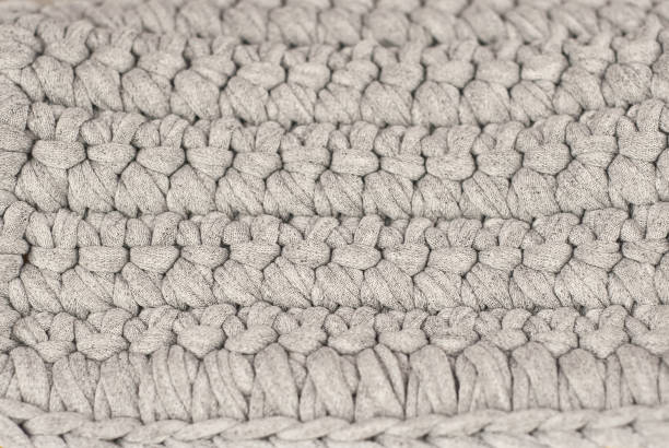 istock Texture of wicker products. Coarse wool thread closeup. 1168708038