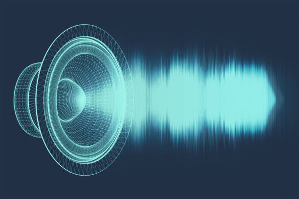 Sound waves oscillating glow light, Abstract technology backgroud. 3d illustration.