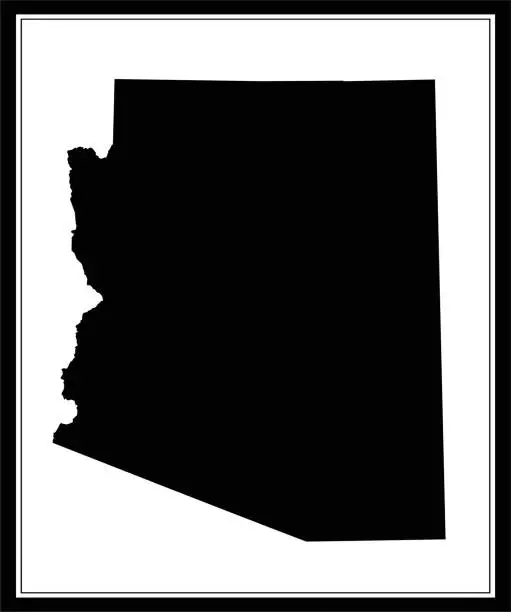 Vector illustration of Arizona map outline silhouette printable