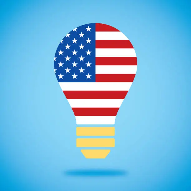 Vector illustration of US Flag Light Bulb
