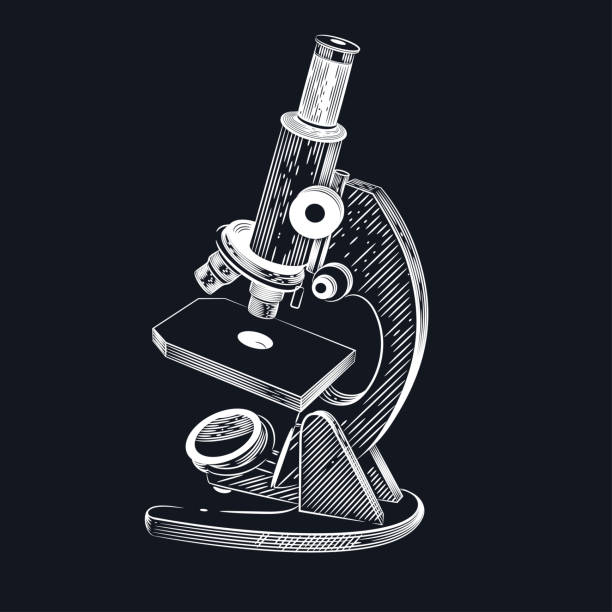 illustrazioni stock, clip art, cartoni animati e icone di tendenza di immagine vettoriale di un microscopio - microscopio illustrazioni