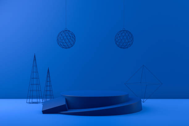 istock 3D Empty Product Stand, Platform on blue background, Christmas Concept 1168714883