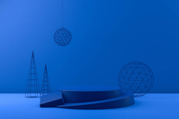 istock 3D Empty Product Stand, Platform on blue background, Christmas Concept 1168714944