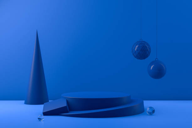 istock 3D Empty Product Stand, Platform on blue background, Christmas Concept 1168715653
