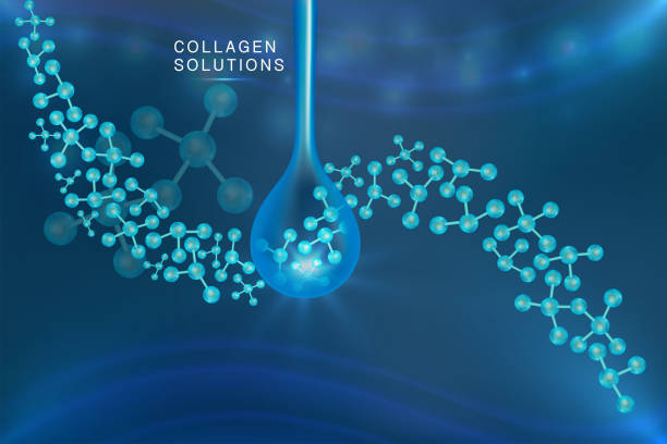 istock Hyaluronic acid skin solutions ad, blue collagen serum drop with cosmetic advertising background ready to use 1168715765
