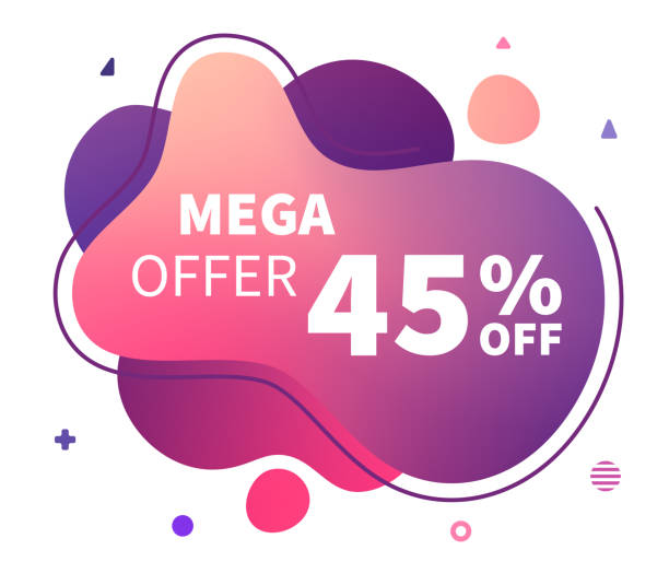 ilustrações de stock, clip art, desenhos animados e ícones de mega offer discount abstract liquid vector banner - bubble large percentage sign symbol