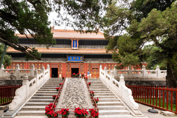 Confucius Temple and The Imperial College Museum in Beijing, China. stock photo