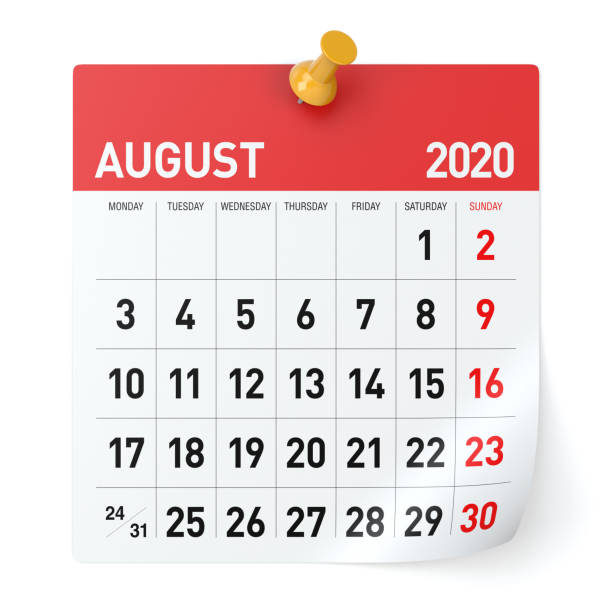 istock August 2020  -Calendar. Isolated on White Background. 3D Illustration 1168722149