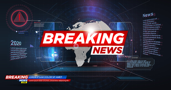 Banner Breaking news. Breaking news live on world map background. Graphical Modern World News. Abstract digital world background.