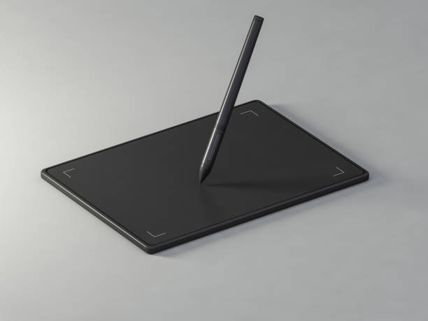 istock Graphic tablet with stylus pens at work  - 3D illustration 1168726514