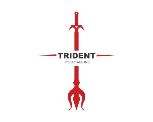 ilustrações de stock, clip art, desenhos animados e ícones de trident logo template vector icon illustration - trisula