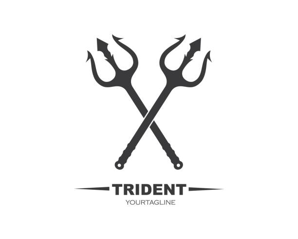 ilustrações de stock, clip art, desenhos animados e ícones de trident logo template vector icon illustration - trisula