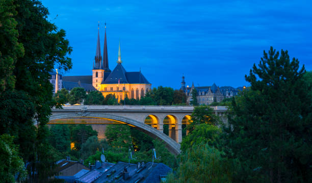 Cityscape Panorama with Park and Castle, Luxembourg. High quality photo