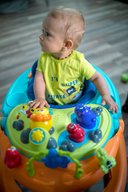 istock First steps of the boy in a baby walker 1168733210