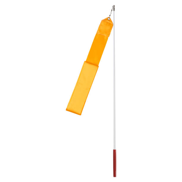 istock yellow gymnastic ribbon with a stick, on a white background, ribbon folded 1168735809