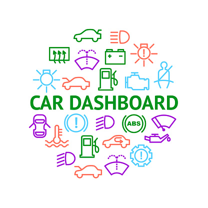 Car Dashboard Signs Thin Line Round Design Template Ad Vector Stock ...