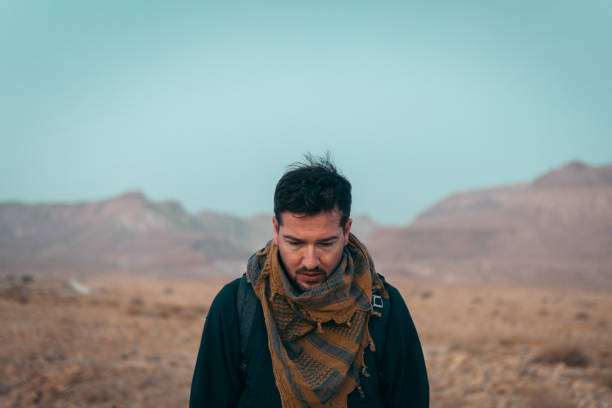 Backpacker's portrait in Israel mountains