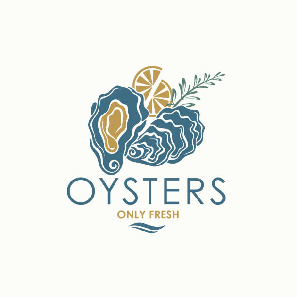 ilustraciones, imágenes clip art, dibujos animados e iconos de stock de etiqueta de la cáscara de ostra - ostiones