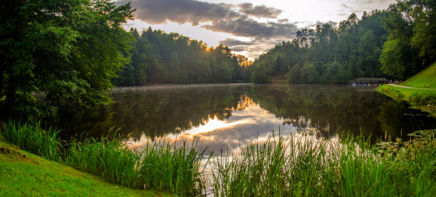 istock Sunset over the lake. Trakoscan Castle Lake, Croatia 1168737980