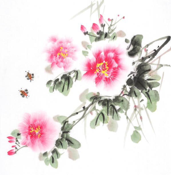 istock peony flower,Traditional chinese ink painting. 1168738397